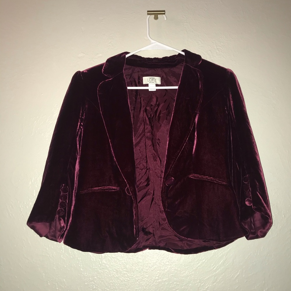 Loft plum velvet mini jacket